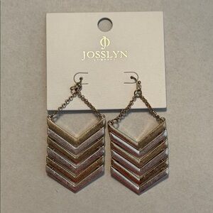 NWT Josslyn Gold & Silver Plated Chevron Drop Earrings